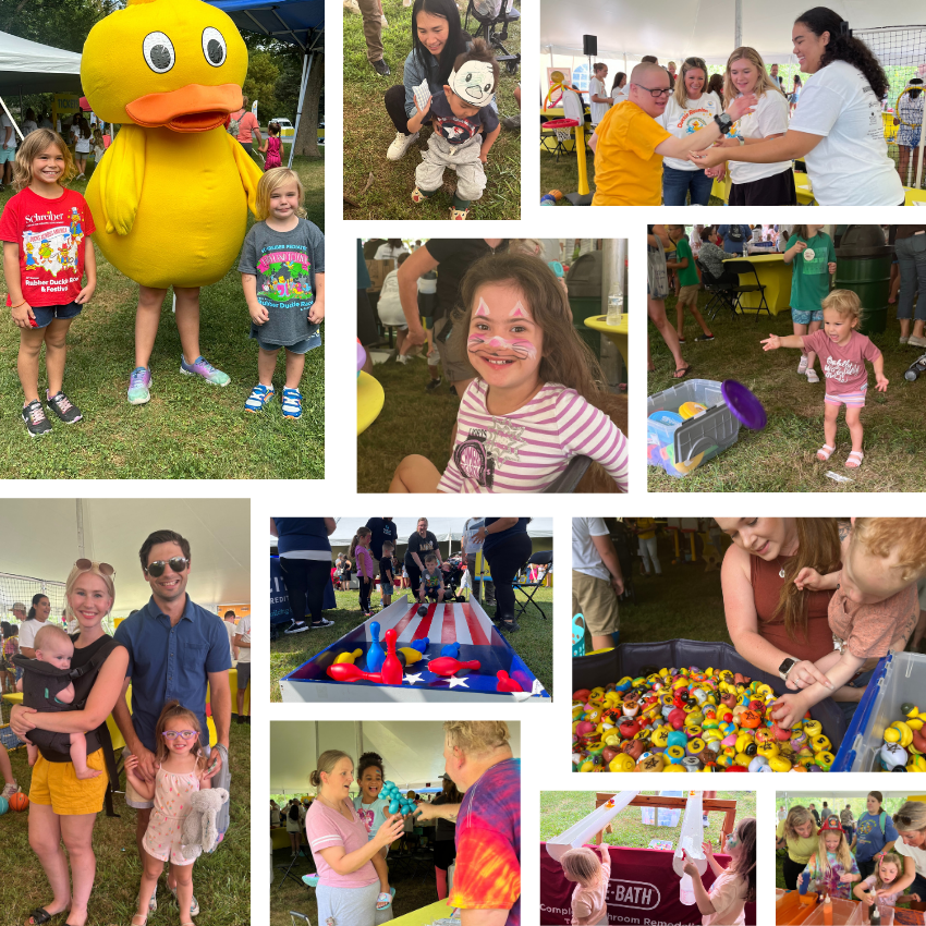 A collage of 12 images of the families that attended the 35th Rubber Duckie Race Festival.