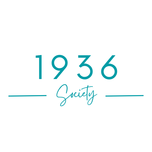 Logo for the 1936 Society in a green blue teal color. 