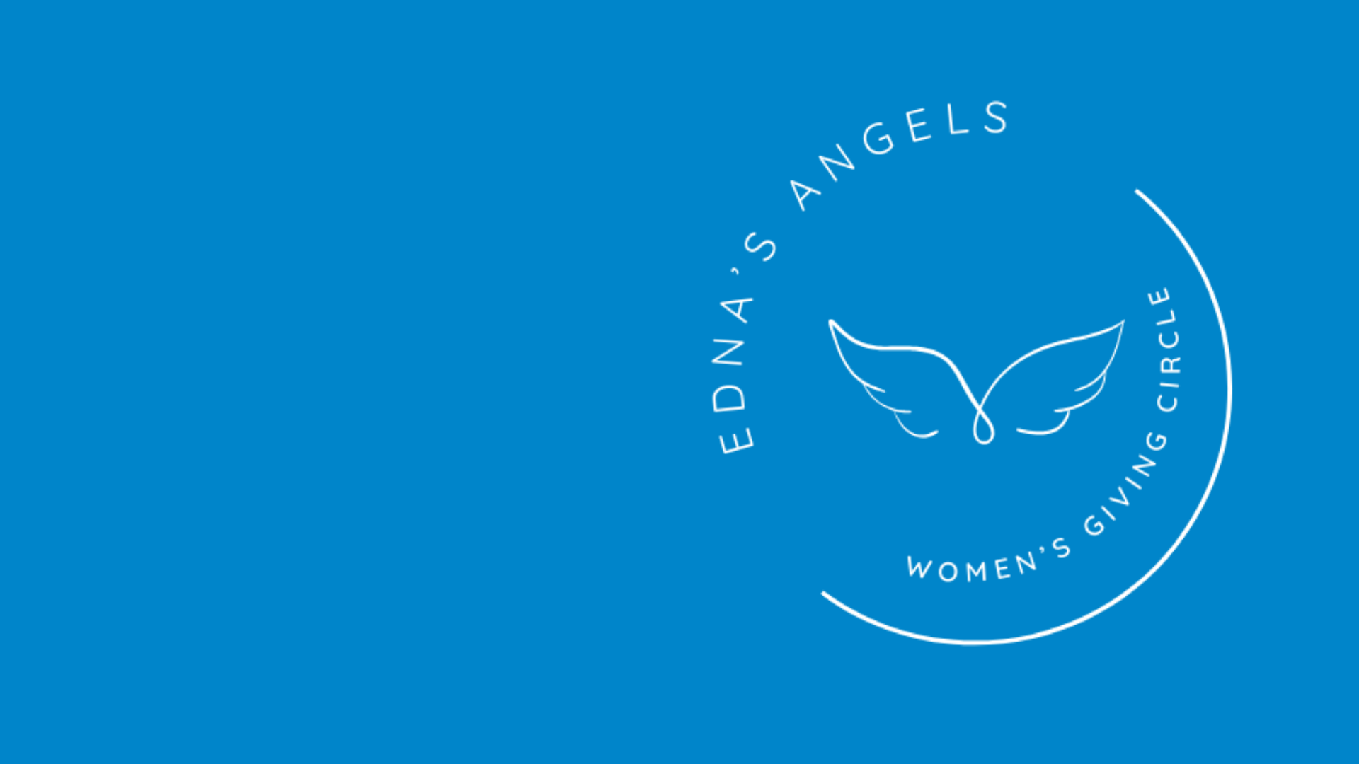 Edna's Angels logo of white wings on a blue background